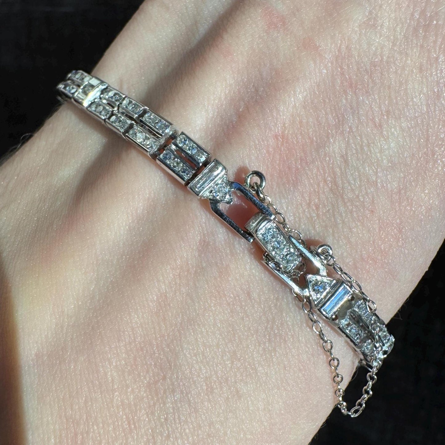 Vintage Hamilton Platinum Diamond Bracelet Watch, 3.00 ctw, Art Deco