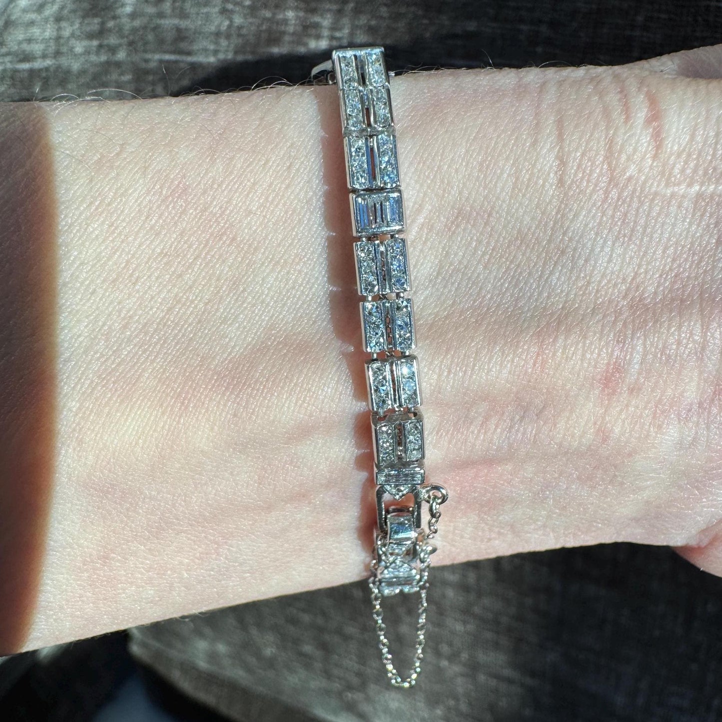 Vintage Hamilton Platinum Diamond Bracelet Watch, 3.00 ctw, Art Deco