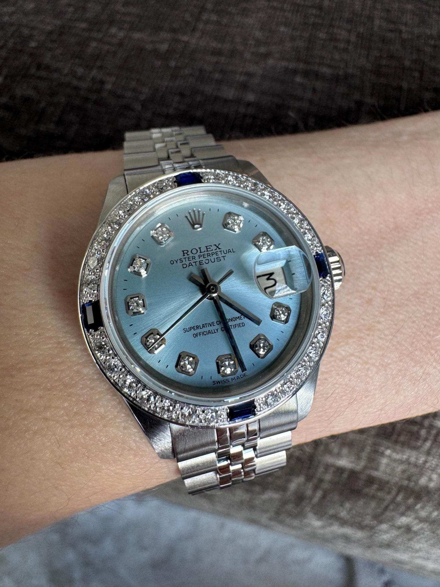 Vintage Rolex Datejust Diamond Dial & Custom Diamond Bezel | Upgraded Jubilee Bracelet | Automatic | Authenticated