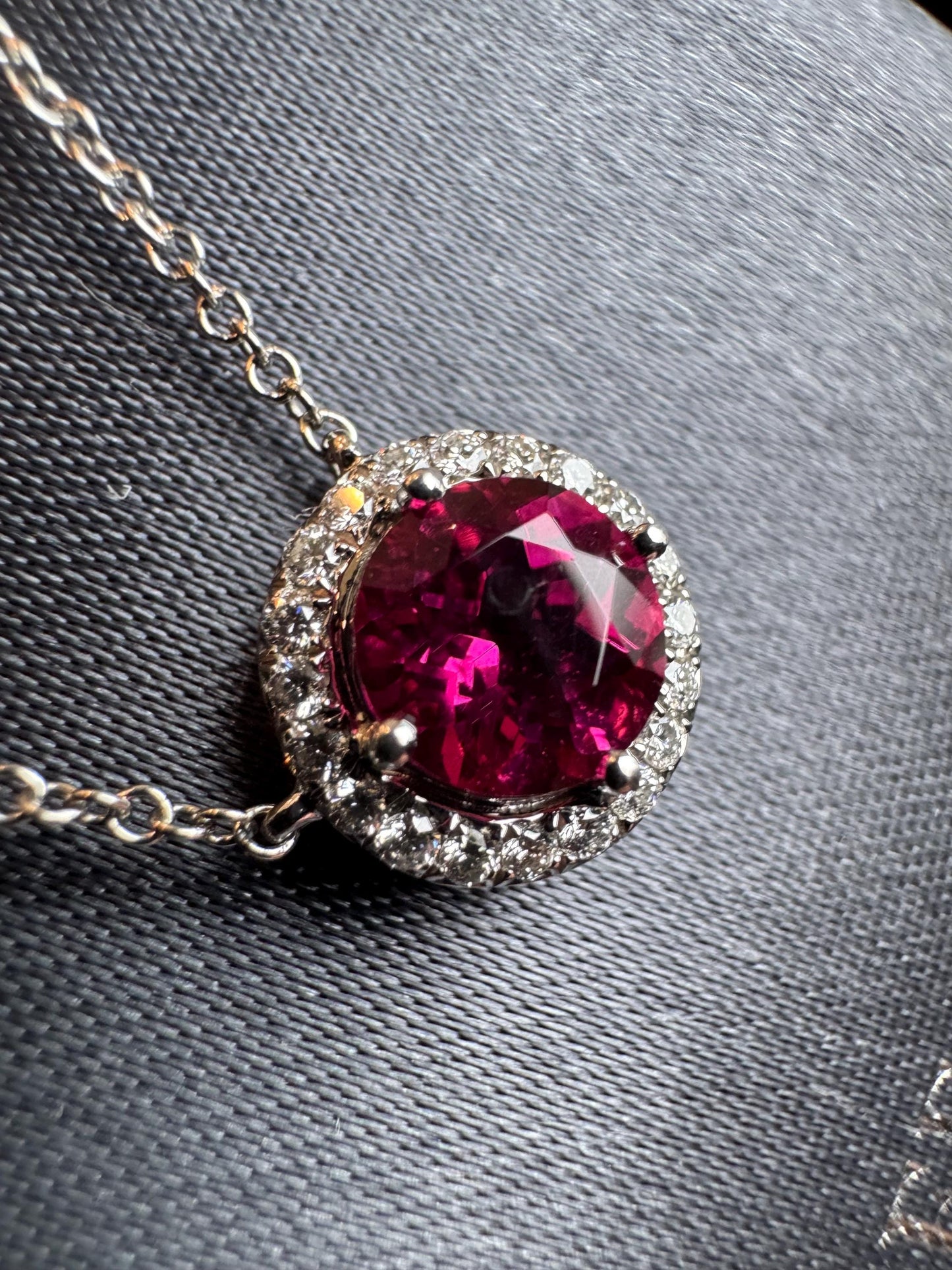 Authentic Retired Tiffany & Co. Soleste Rubellte and Diamond Platinum Pendant