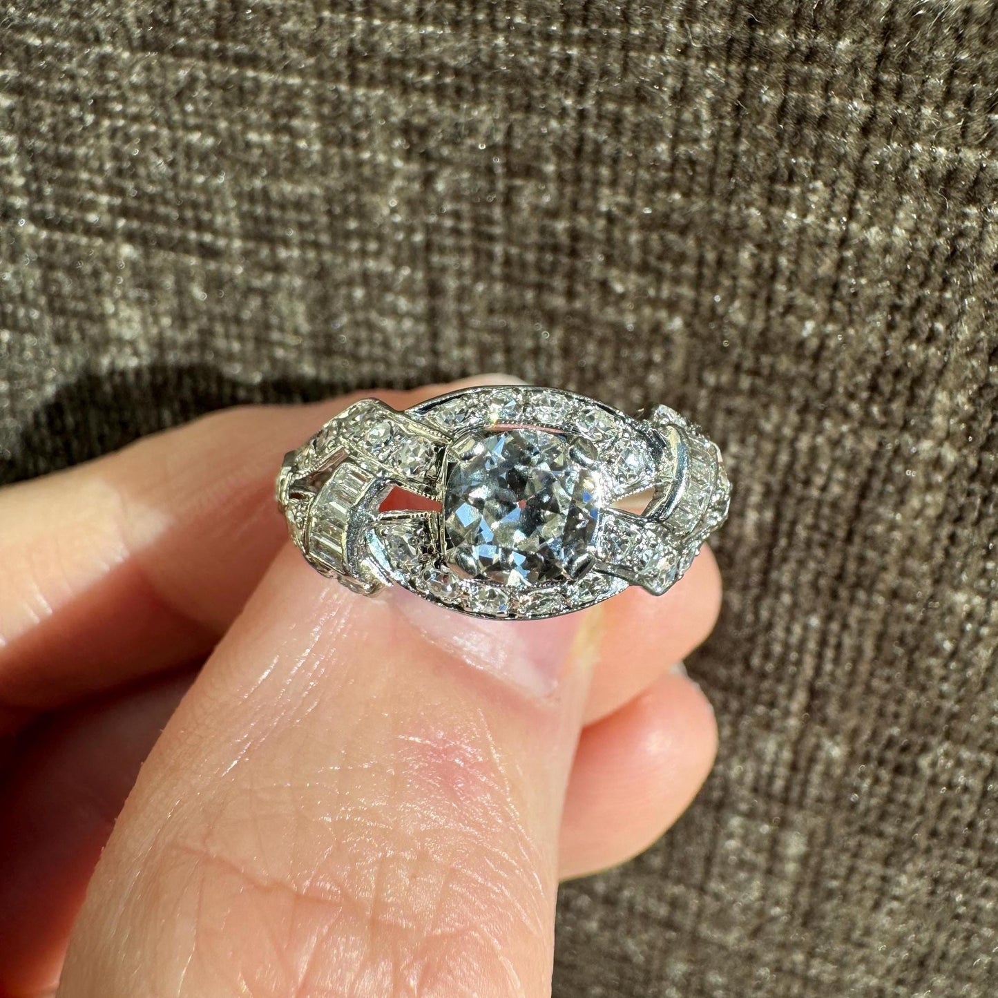Platinum Vintage Old Mine Cut Diamond Ring – GIA Certified