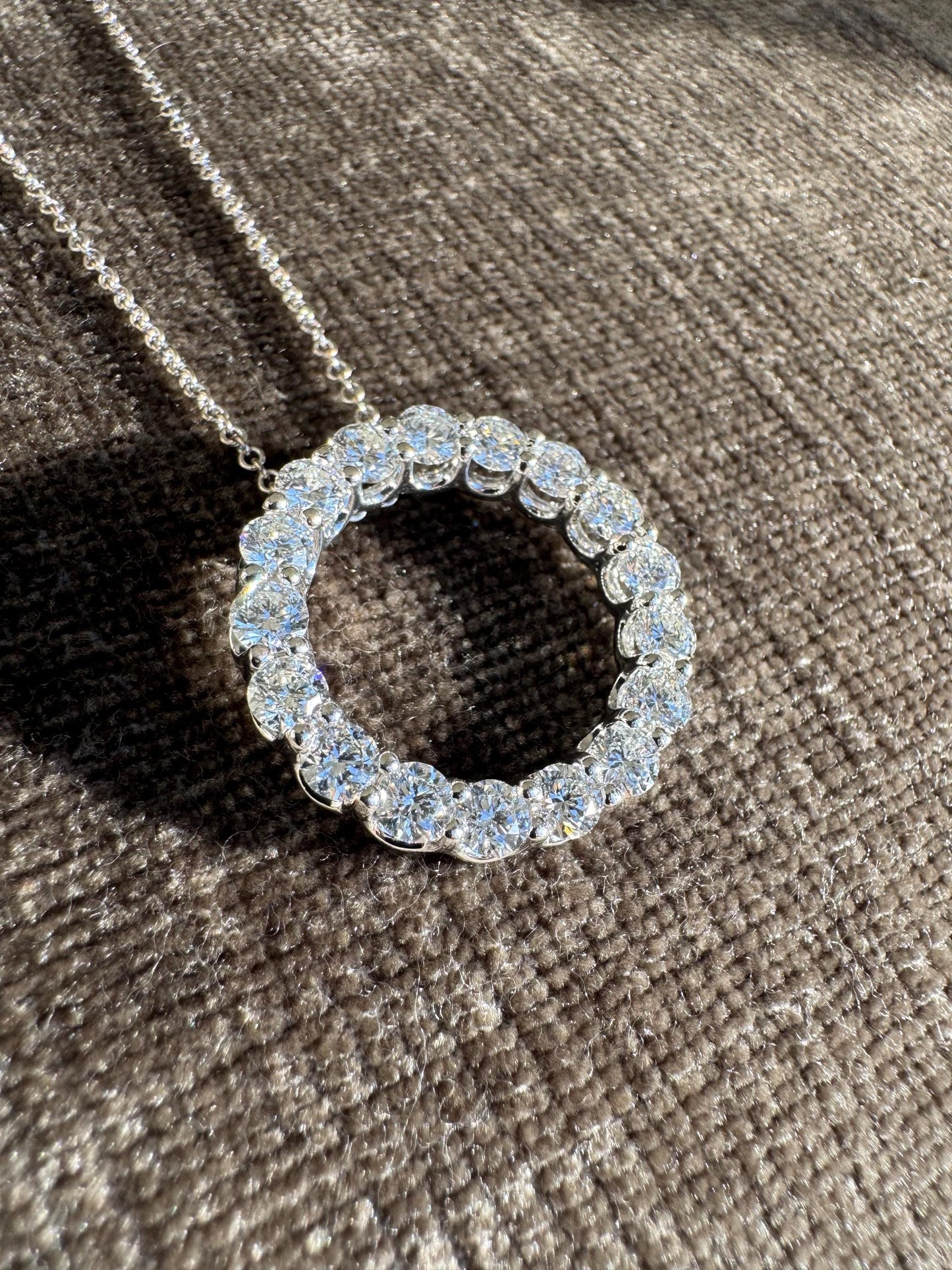 XIV Karats Ltd 14K White Gold 4.00 CTW Natural Diamond Eternity Circle Pendant Necklace