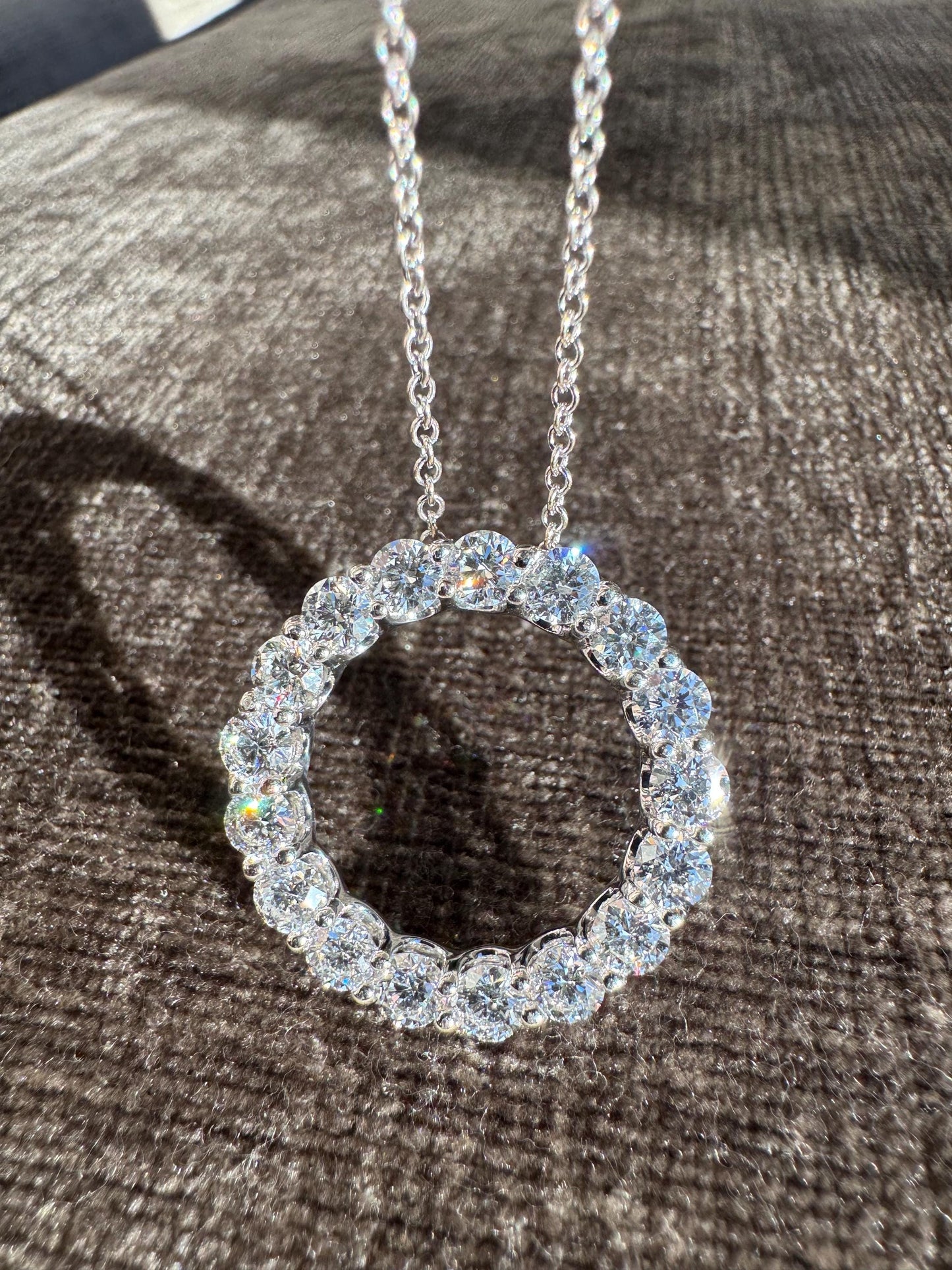 XIV Karats Ltd 14K White Gold 4.00 CTW Natural Diamond Eternity Circle Pendant Necklace