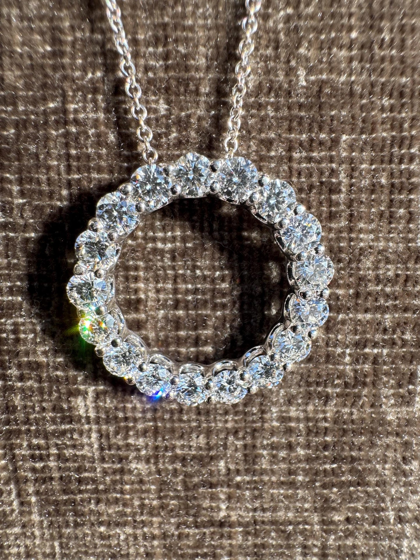 XIV Karats Ltd 14K White Gold 4.00 CTW Natural Diamond Eternity Circle Pendant Necklace