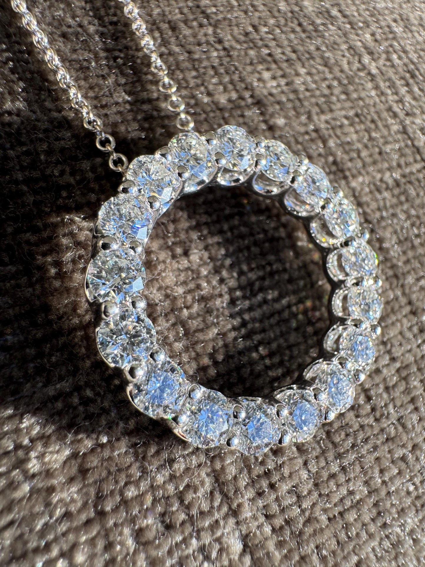 XIV Karats Ltd 14K White Gold 4.00 CTW Natural Diamond Eternity Circle Pendant Necklace