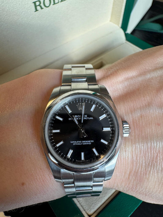 Rolex Oyster Perpetual 26mm Black Dial Stainless Steel Watch (Full Set)