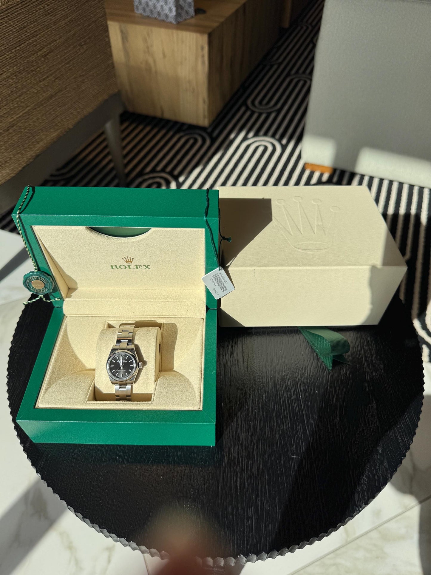 Rolex Oyster Perpetual 26mm Black Dial Stainless Steel Watch (Full Set)