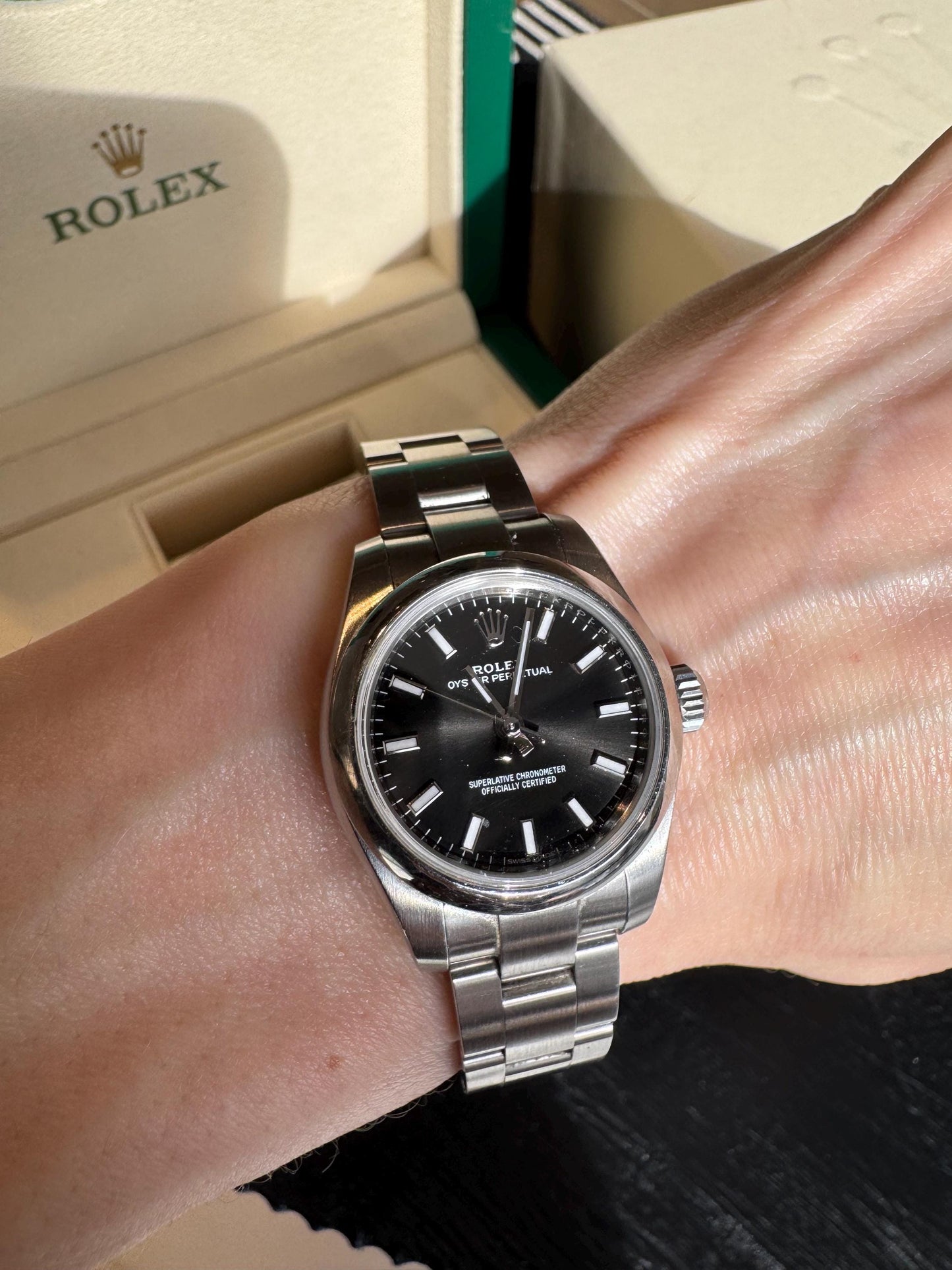 Rolex Oyster Perpetual 26mm Black Dial Stainless Steel Watch (Full Set)