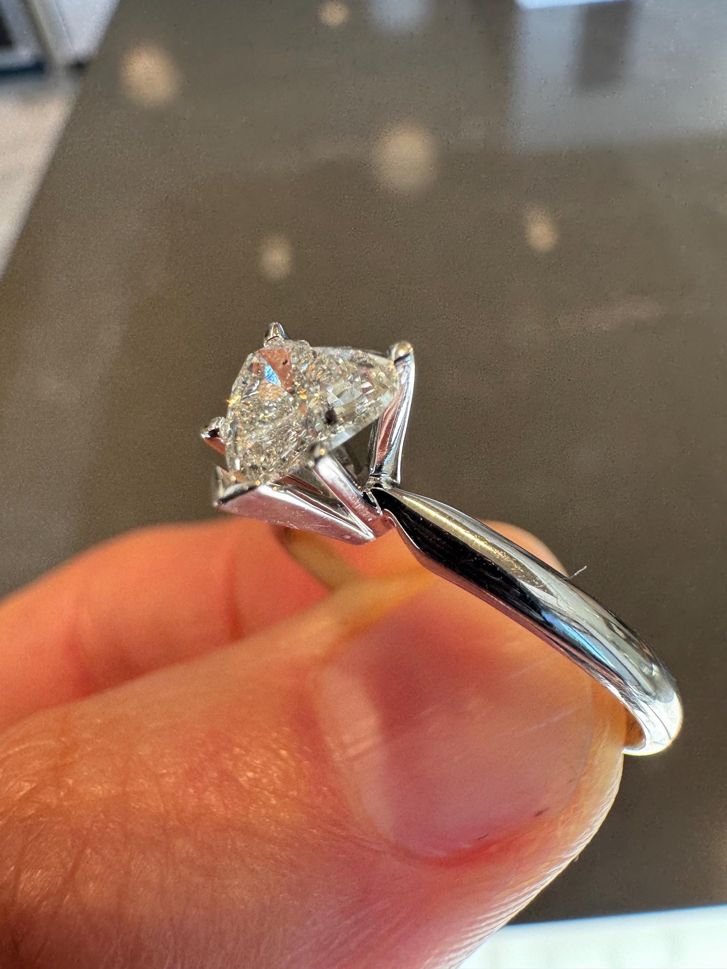 14k Solid White Gold Natural Heart Diamond Ring