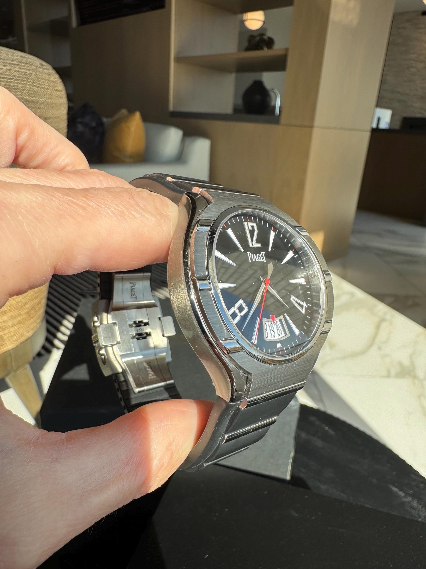 Vintage Piaget Polo FortyFive Automatic Watch | Black Dial 45mm Swiss Timepiece (Box & Papers)