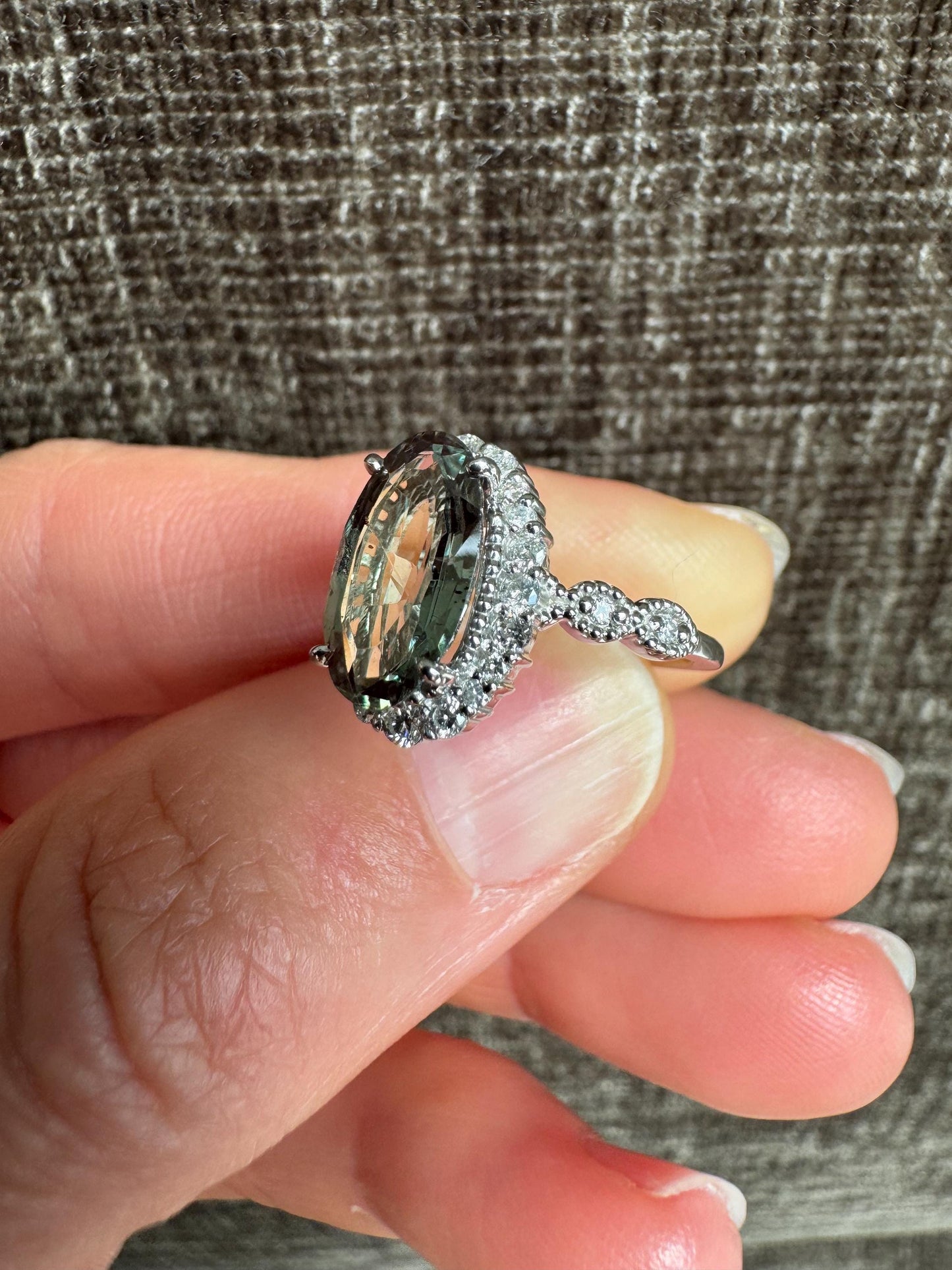 GIA Certified Natural 2.83 Carat Color Changing Alexandrite & Diamond Ring