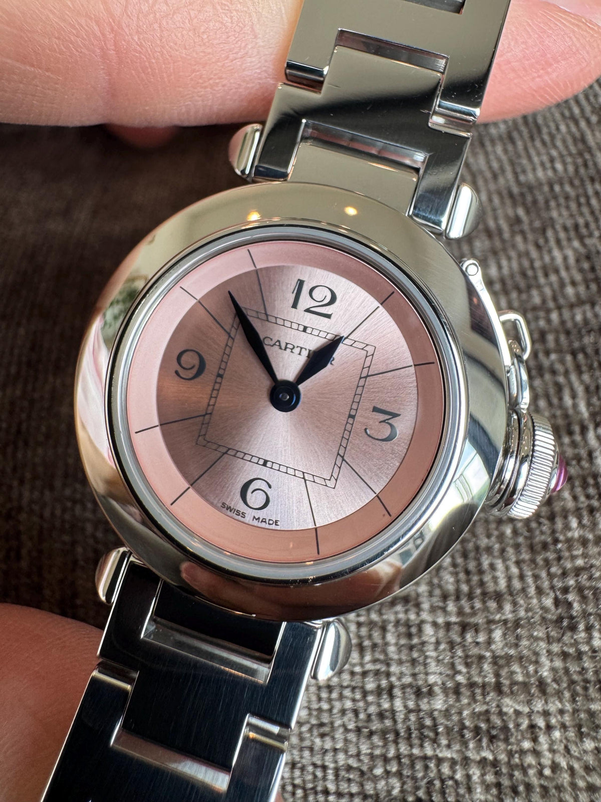Cartier Pasha de Cartier Watch | Stainless Steel Pink Dial Swiss Quartz Ref. 2973