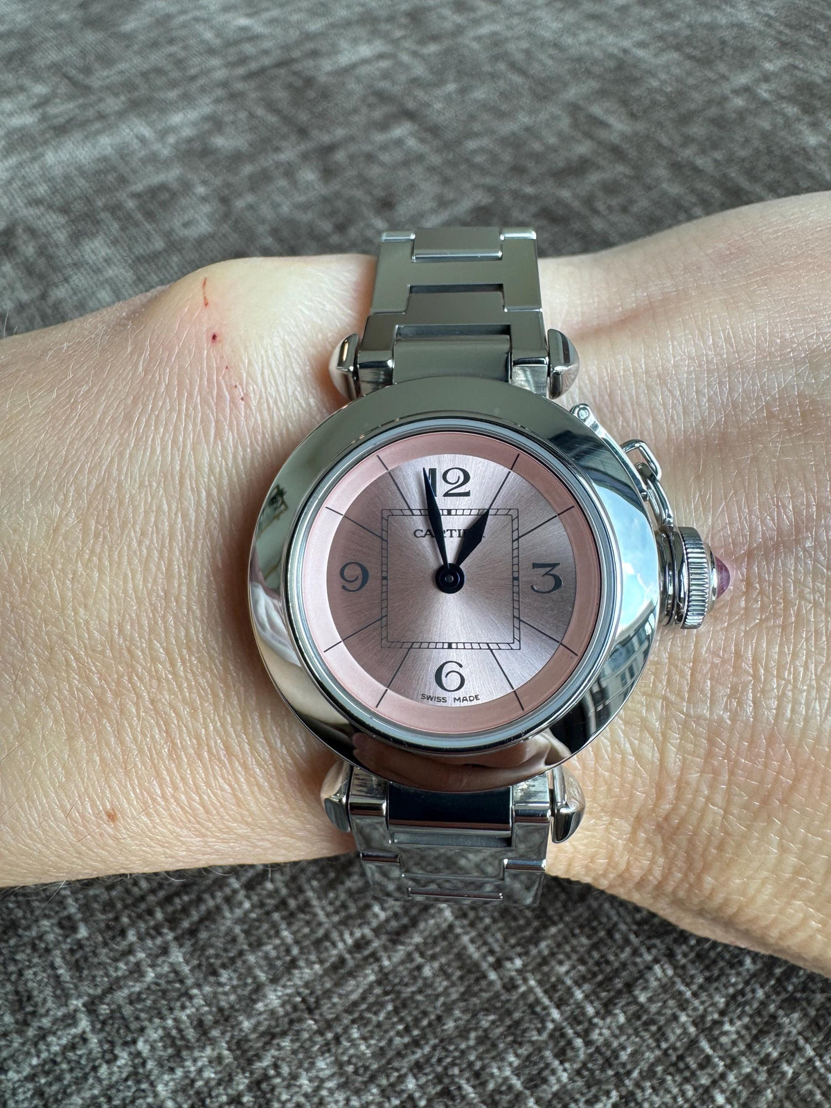 Cartier Pasha de Cartier Watch | Stainless Steel Pink Dial Swiss Quartz Ref. 2973