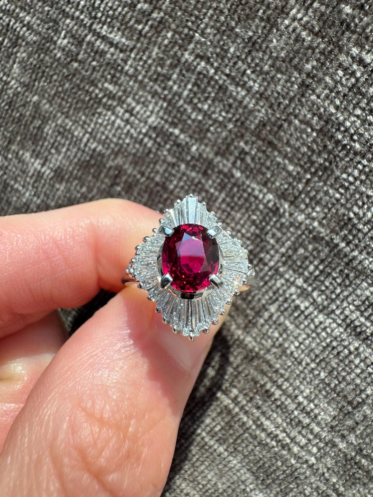 GIA Certified 1.28 Carat Natural Thai Ruby & Diamond Platinum Ring