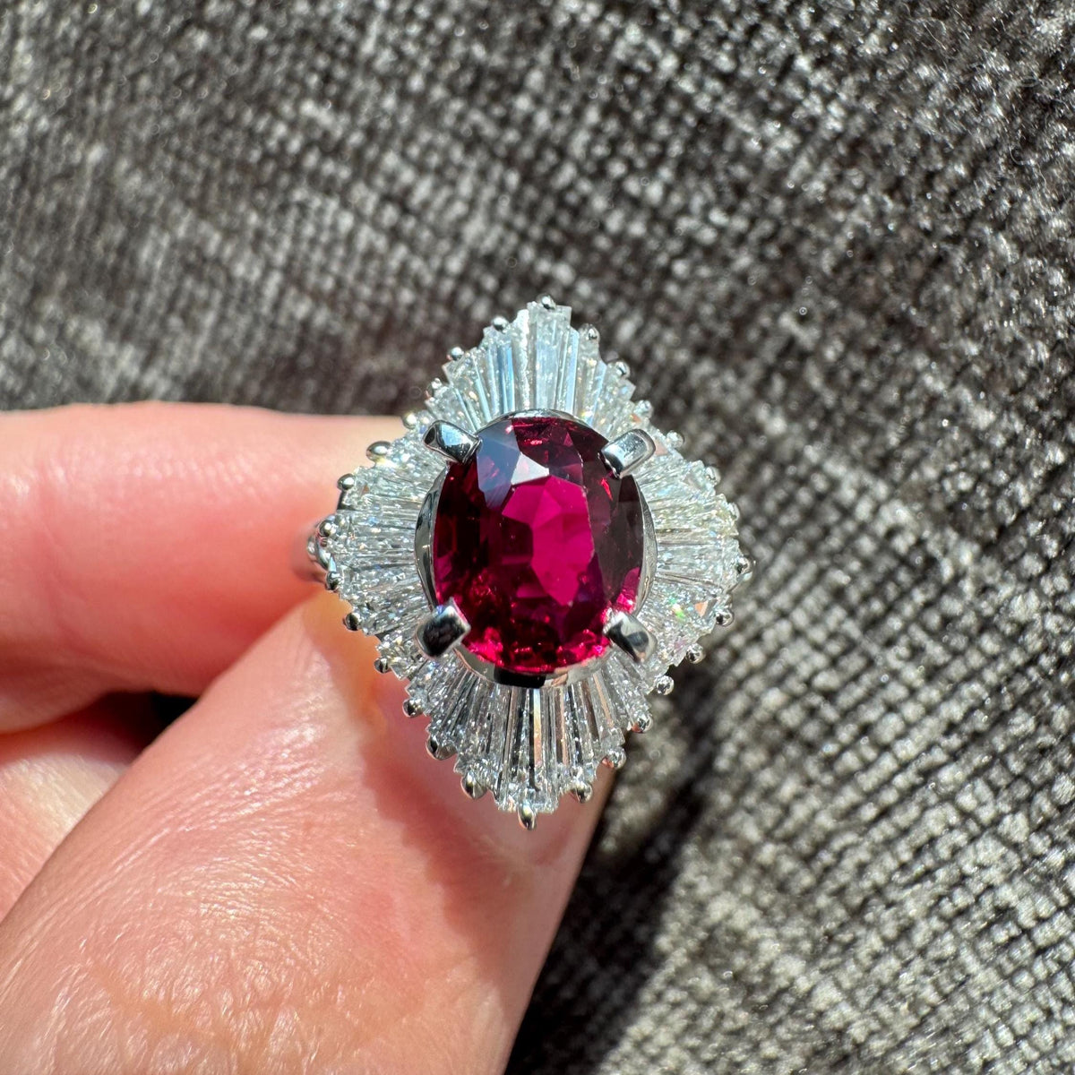 GIA Certified 1.28 Carat Natural Thai Ruby & Diamond Platinum Ring