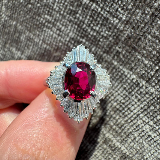 GIA Certified 1.28 Carat Natural Thai Ruby & Diamond Platinum Ring