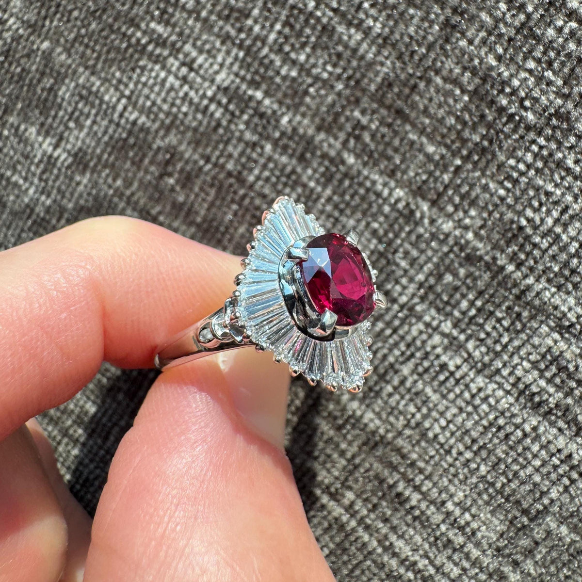 GIA Certified 1.28 Carat Natural Thai Ruby & Diamond Platinum Ring
