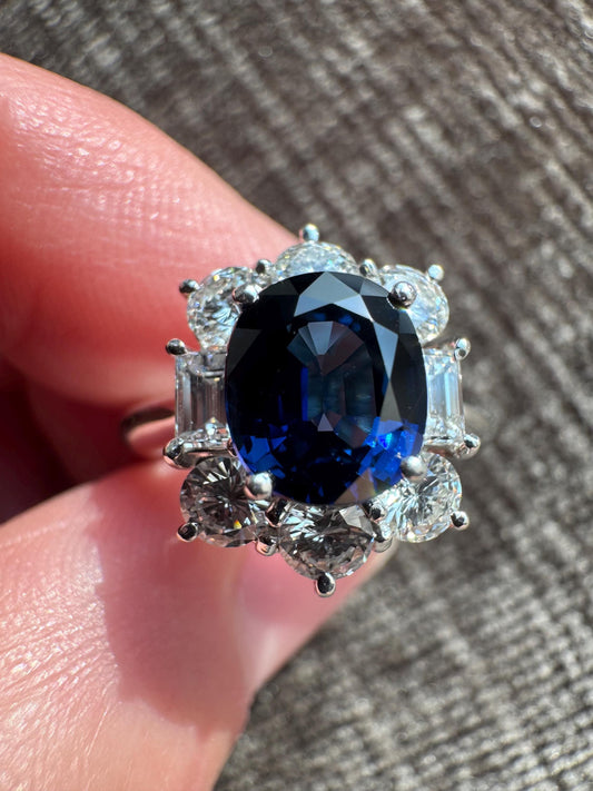 GIA Unheated Natural Sapphire Diamond & Platinum Ring