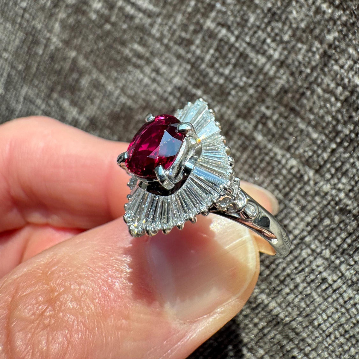 GIA Certified 1.28 Carat Natural Thai Ruby & Diamond Platinum Ring