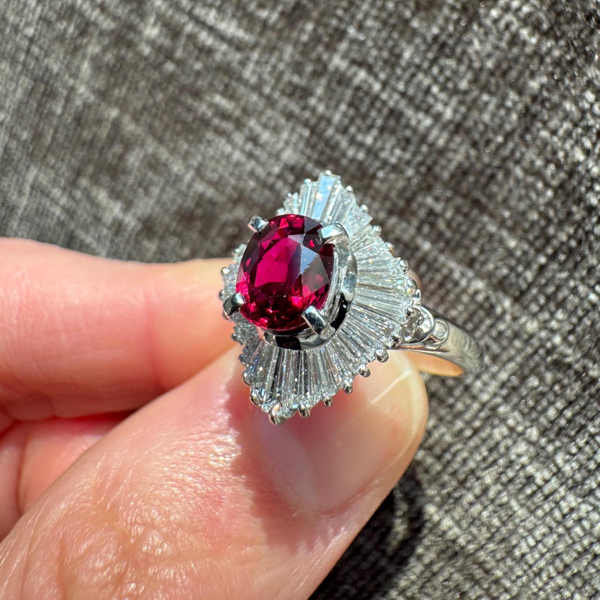 GIA Certified 1.28 Carat Natural Thai Ruby & Diamond Platinum Ring
