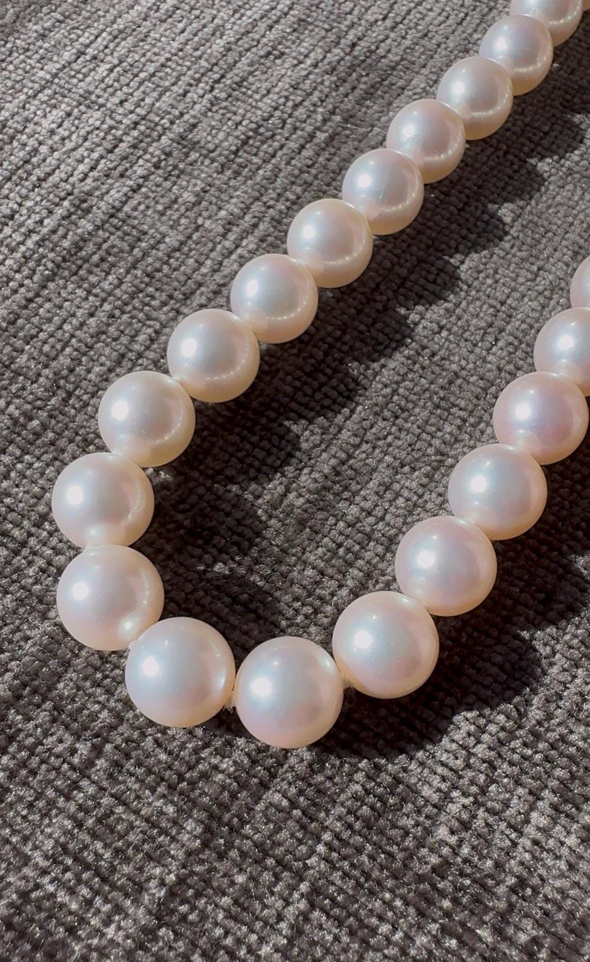 24" Mikimoto Pearl Necklace with 18k Yellow Gold & Diamond Clasp
