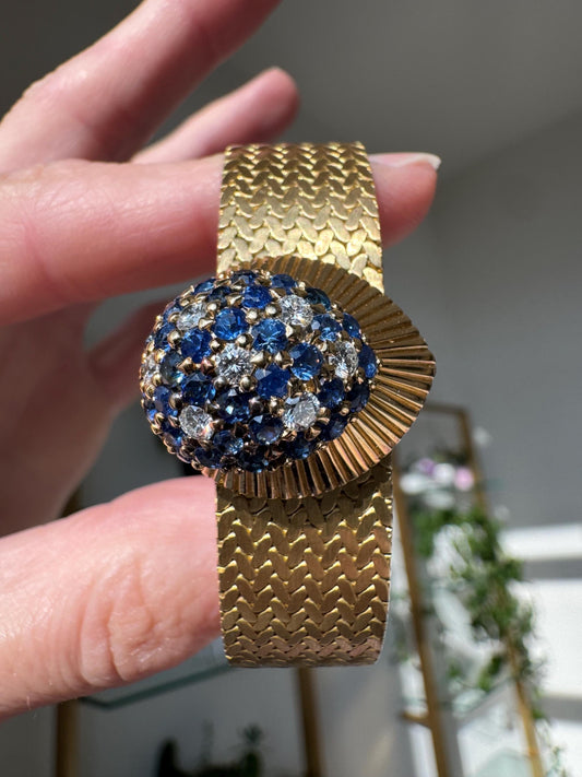 Vintage Vacheron Constantin Genève 18K Gold Sapphire & Diamond Secret Watch Circa 1970