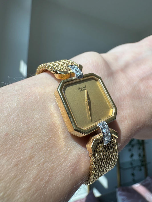 Vintage Chopard Genève 18K Gold Diamond Watch | Ref 5087-1 Manual Wind Jewelry Watch