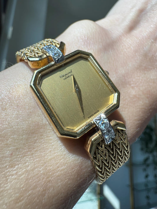 Vintage Chopard Genève 18K Gold Diamond Watch | Ref 5087-1 Manual Wind Jewelry Watch
