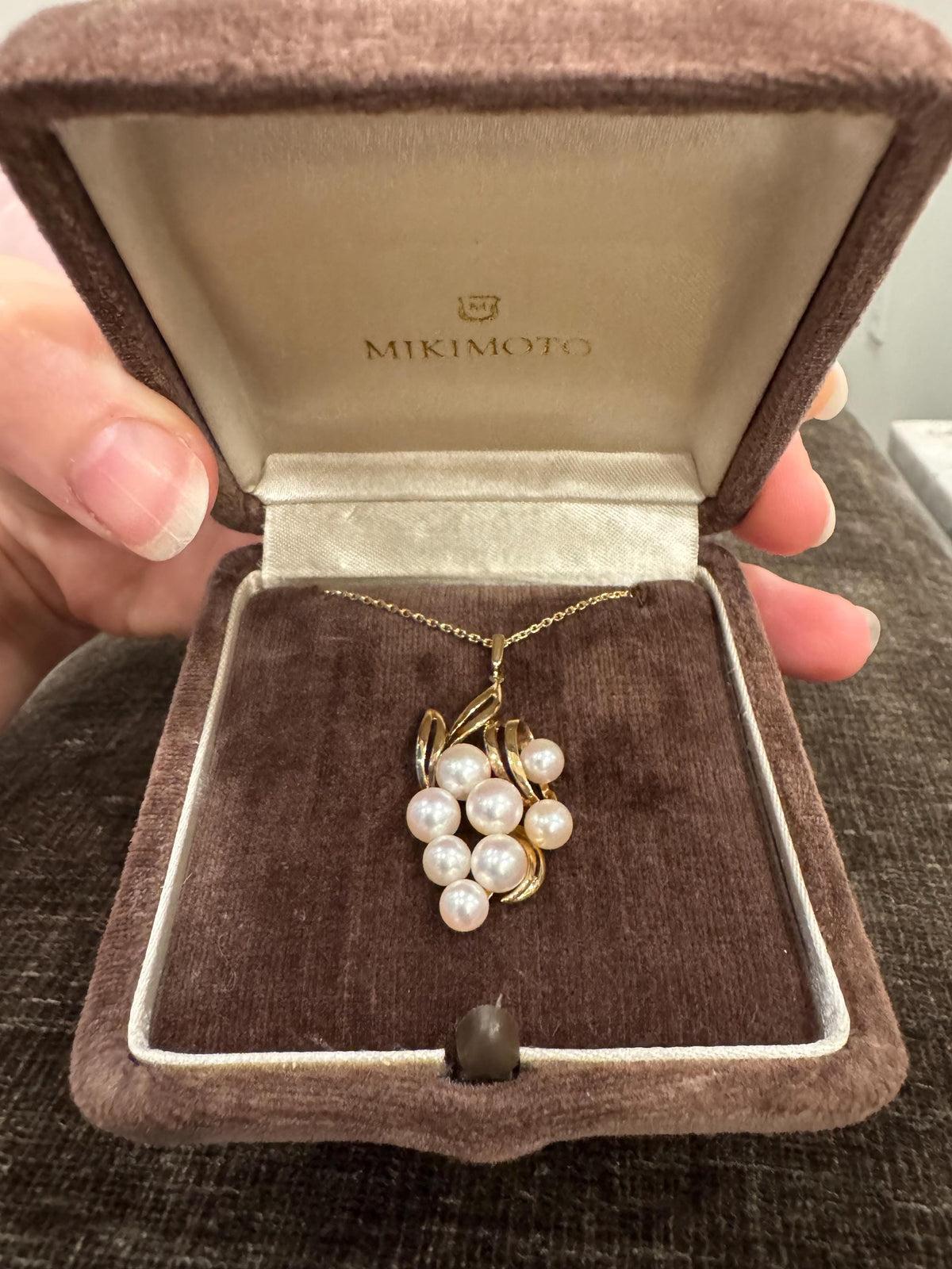 Vintage 14k Solid Yellow Gold Mikimoto Akoya Pearl Pendant Necklace