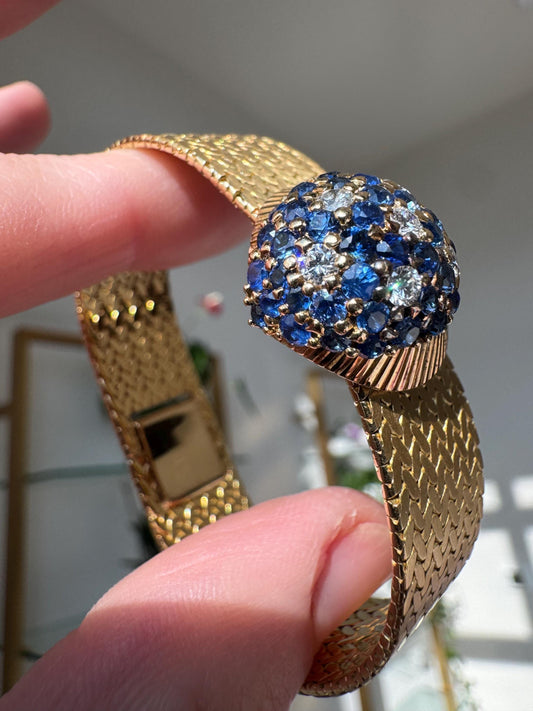 Vintage Vacheron Constantin Genève 18K Gold Sapphire & Diamond Secret Watch Circa 1970