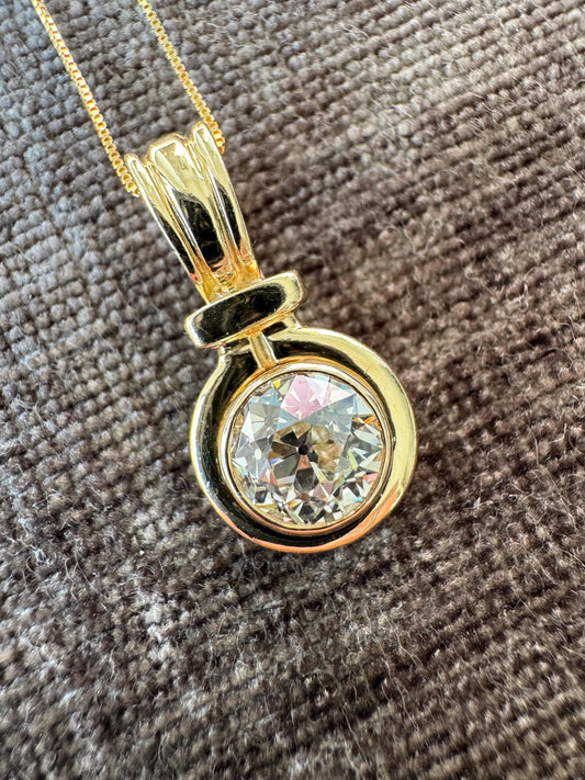 Antique 14K Yellow Gold Old Cut Diamond Pendant