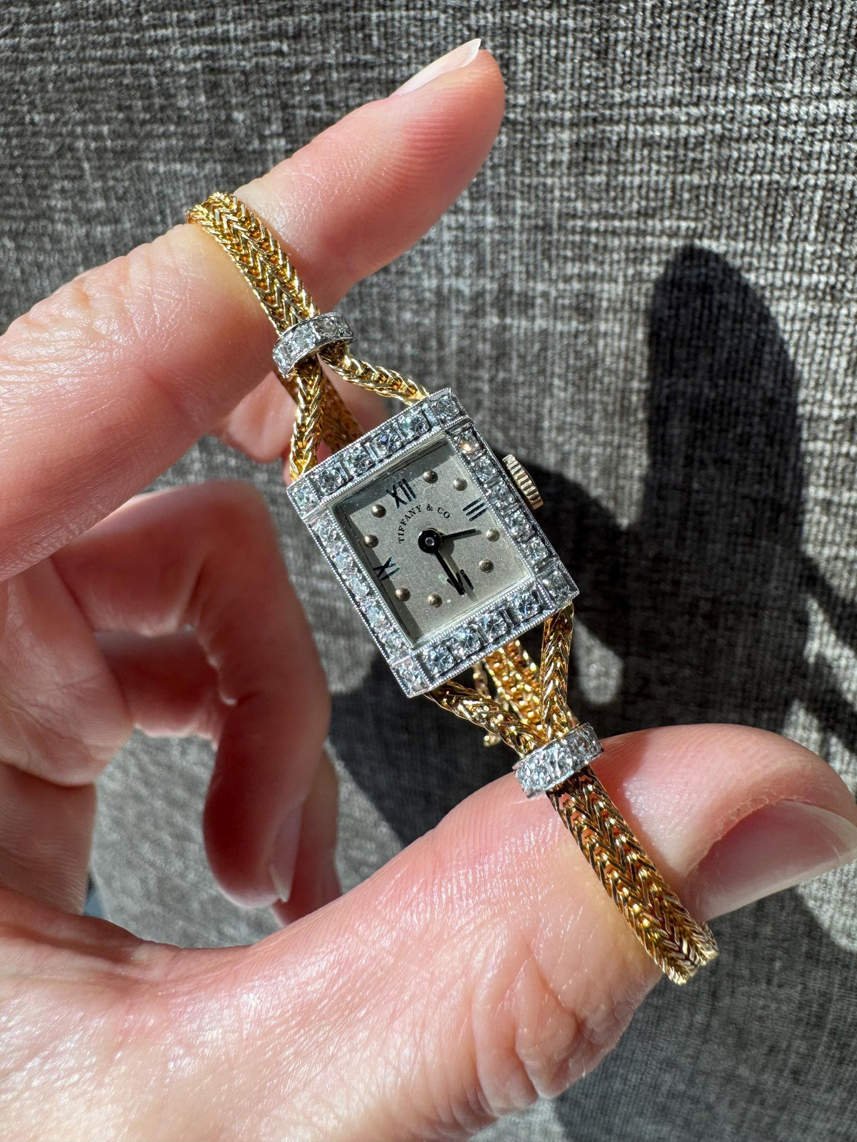 Vintage Tiffany & Co. 14K Yellow Gold And Platinum Diamond Cocktail Watch Circa 1940s - 1950s