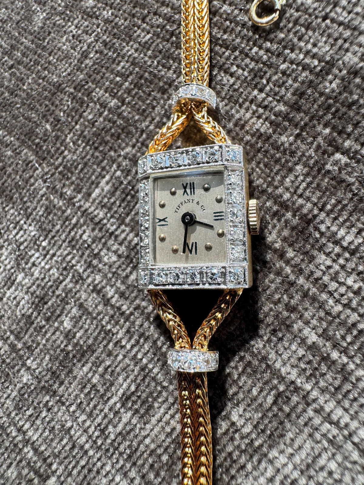 Vintage Tiffany & Co. 14K Yellow Gold And Platinum Diamond Cocktail Watch Circa 1940s - 1950s