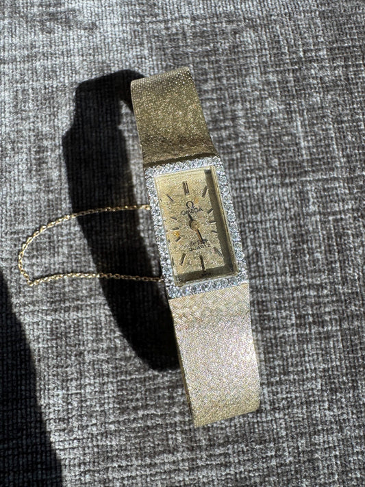 Vintage Ladies OMEGA De Ville 14K Yellow Gold Diamond Cocktail Watch