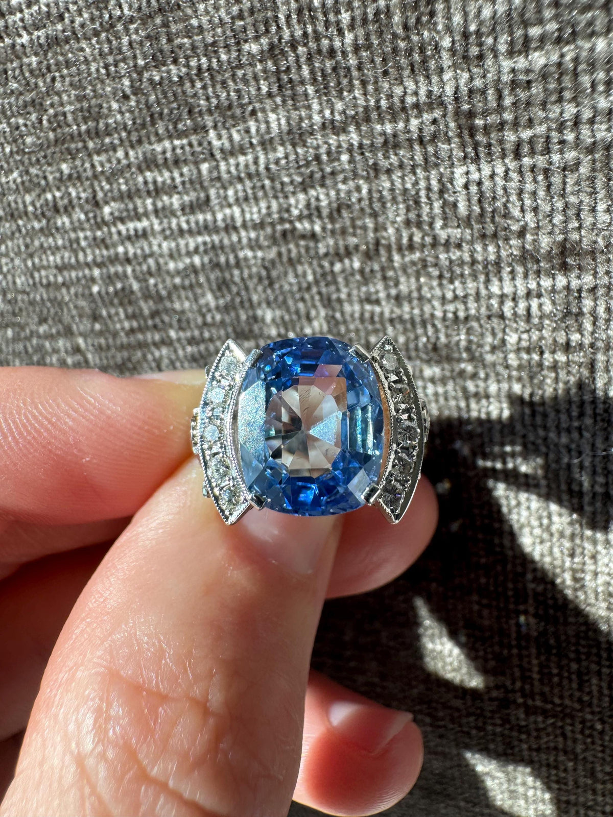 5.40 Carat GIA Unheated Blue Ceylon Sapphire Diamond & Platinum Ring
