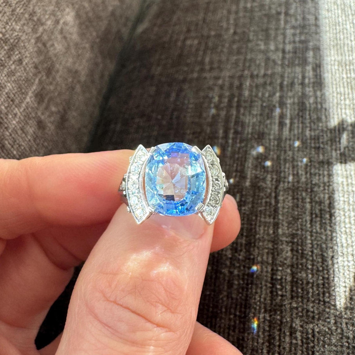 5.40 Carat GIA Unheated Blue Ceylon Sapphire Diamond & Platinum Ring