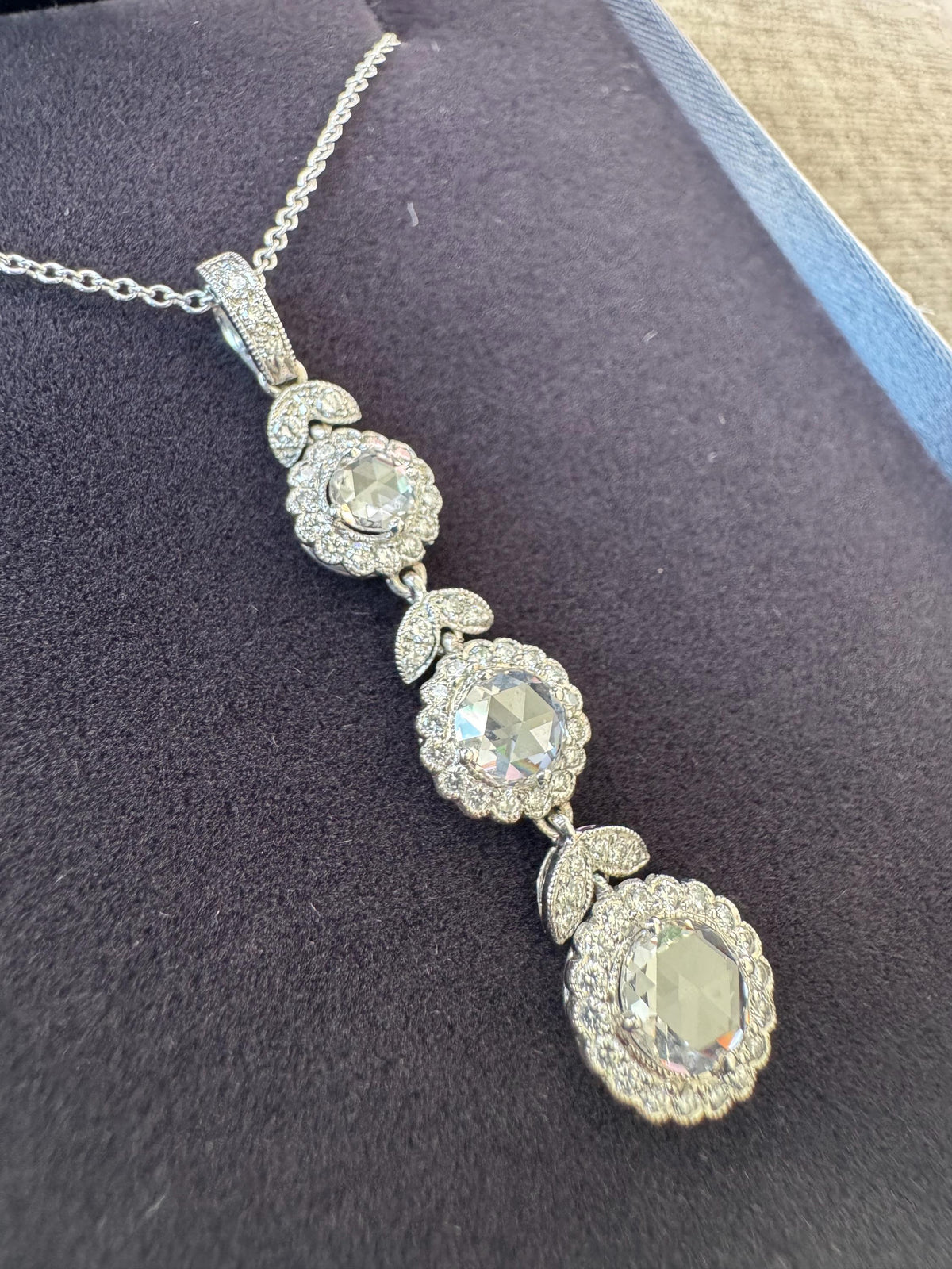Rare Estate Tiffany & Co. Circlet Triple Drop Diamond Platinum Necklace