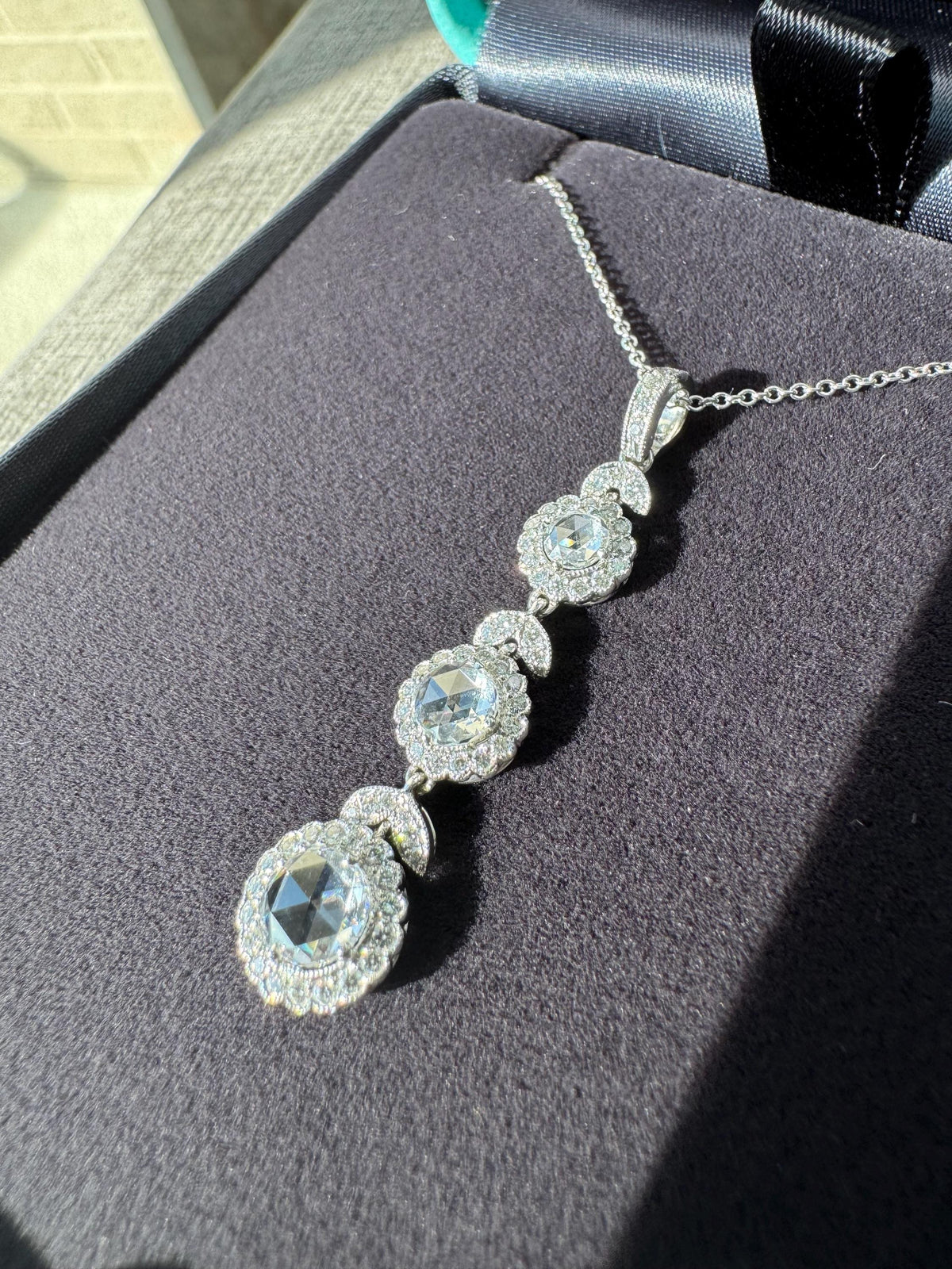 Rare Estate Tiffany & Co. Circlet Triple Drop Diamond Platinum Necklace