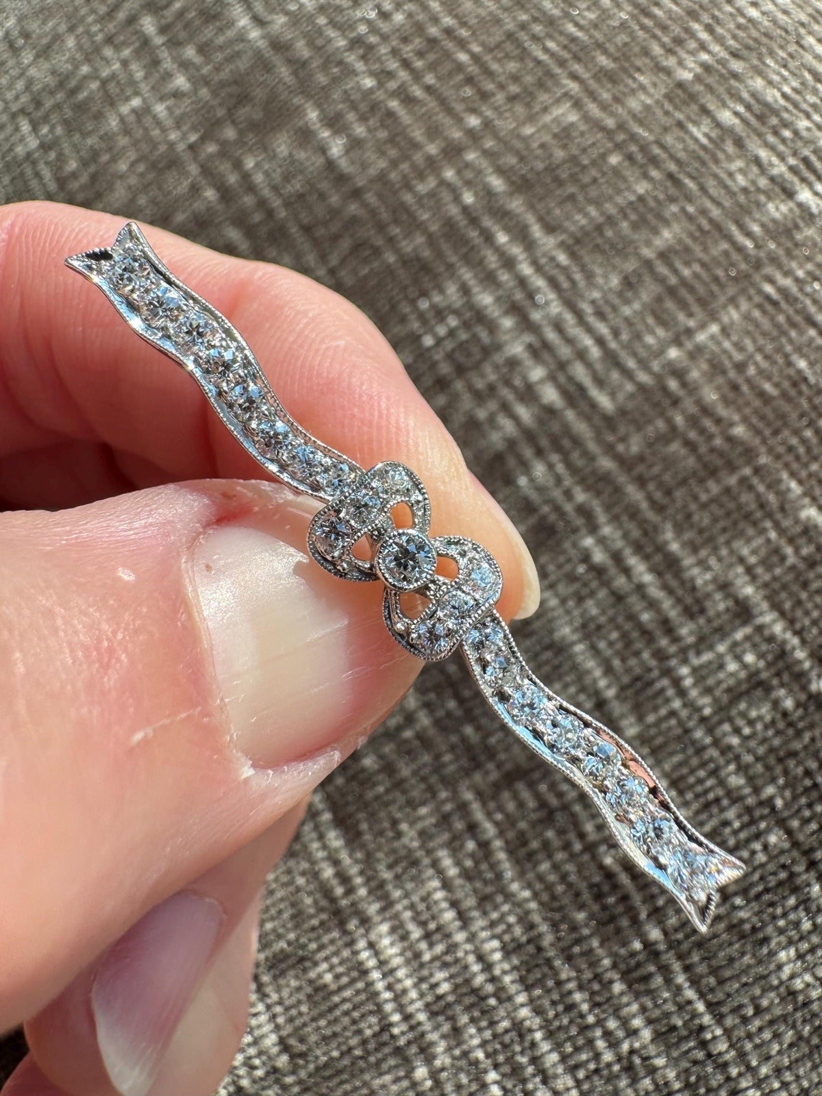 Vintage Tiffany & Co. Art Deco Diamond Brooch Platinum Old European Cut Diamonds Circa 1920s