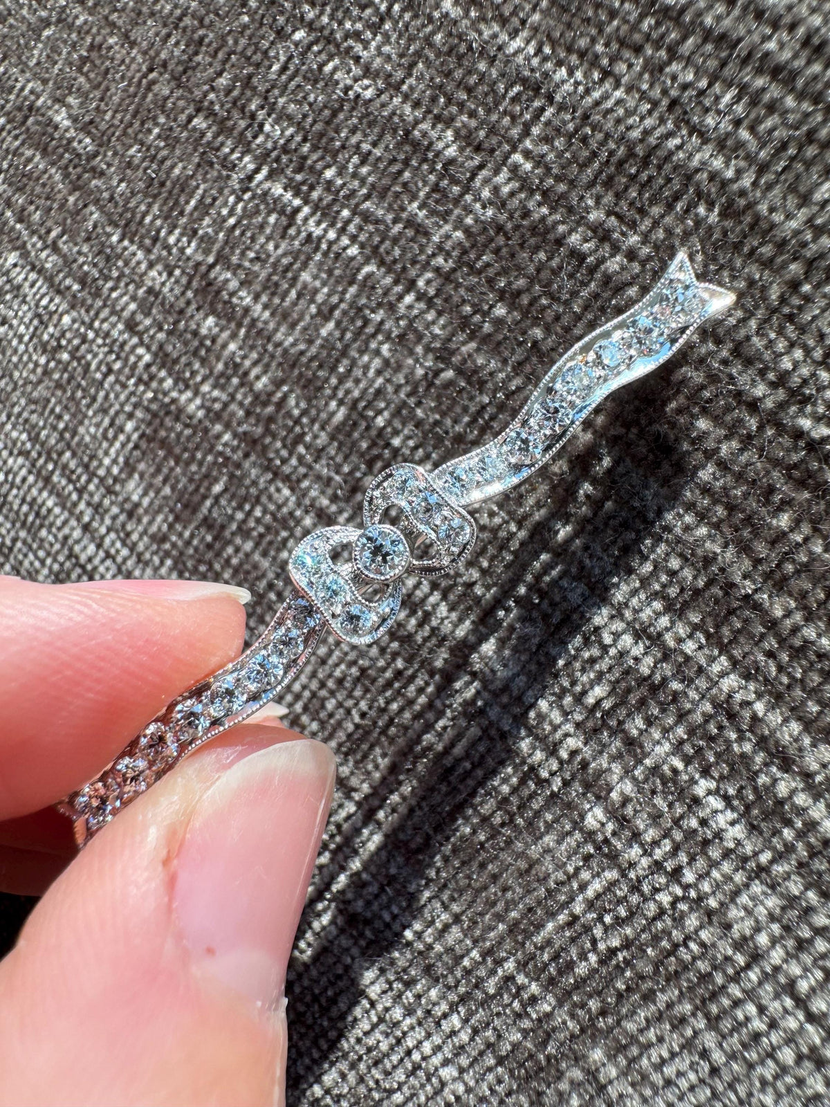 Vintage Tiffany & Co. Art Deco Diamond Brooch Platinum Old European Cut Diamonds Circa 1920s