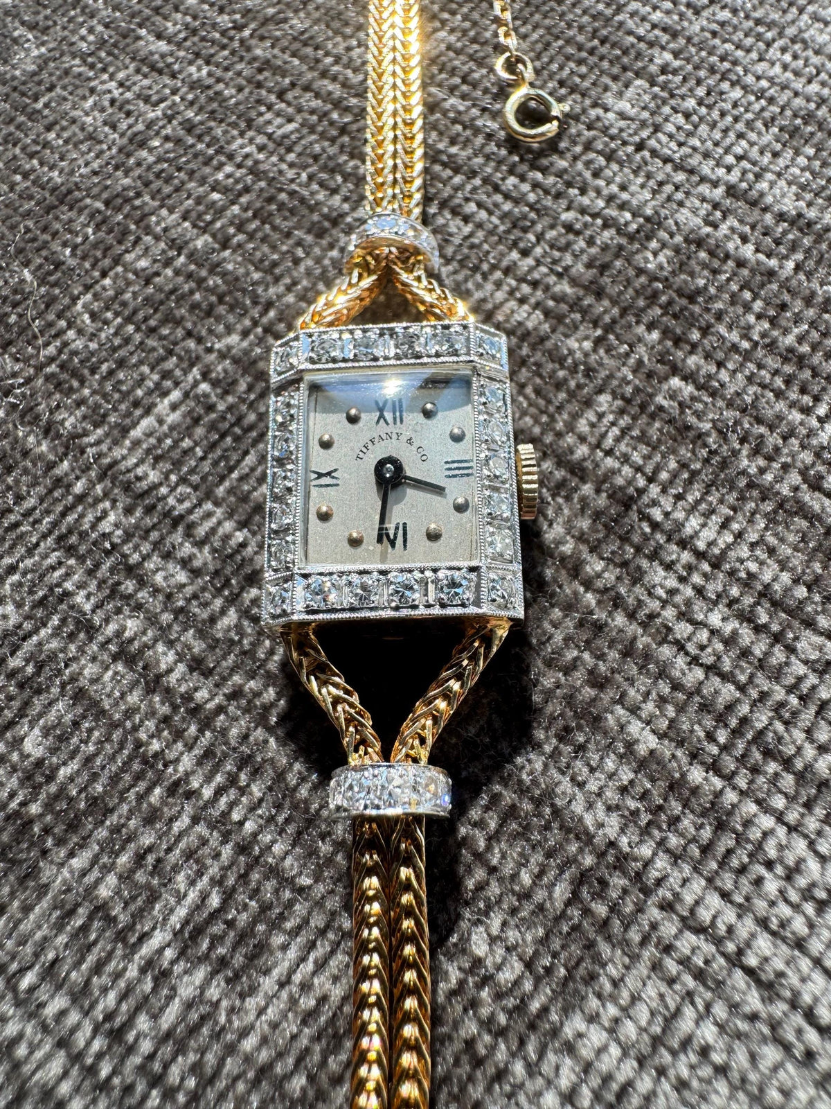 Vintage Tiffany & Co. 14K Yellow Gold And Platinum Diamond Cocktail Watch Circa 1940s - 1950s