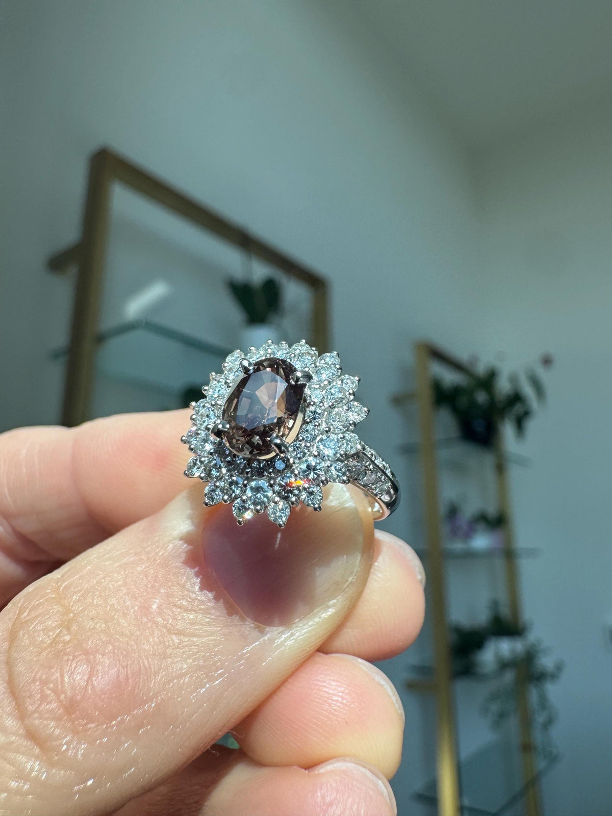 Color Changing Natural 1.50 Carat Alexandrite & Diamond Platinum Ring