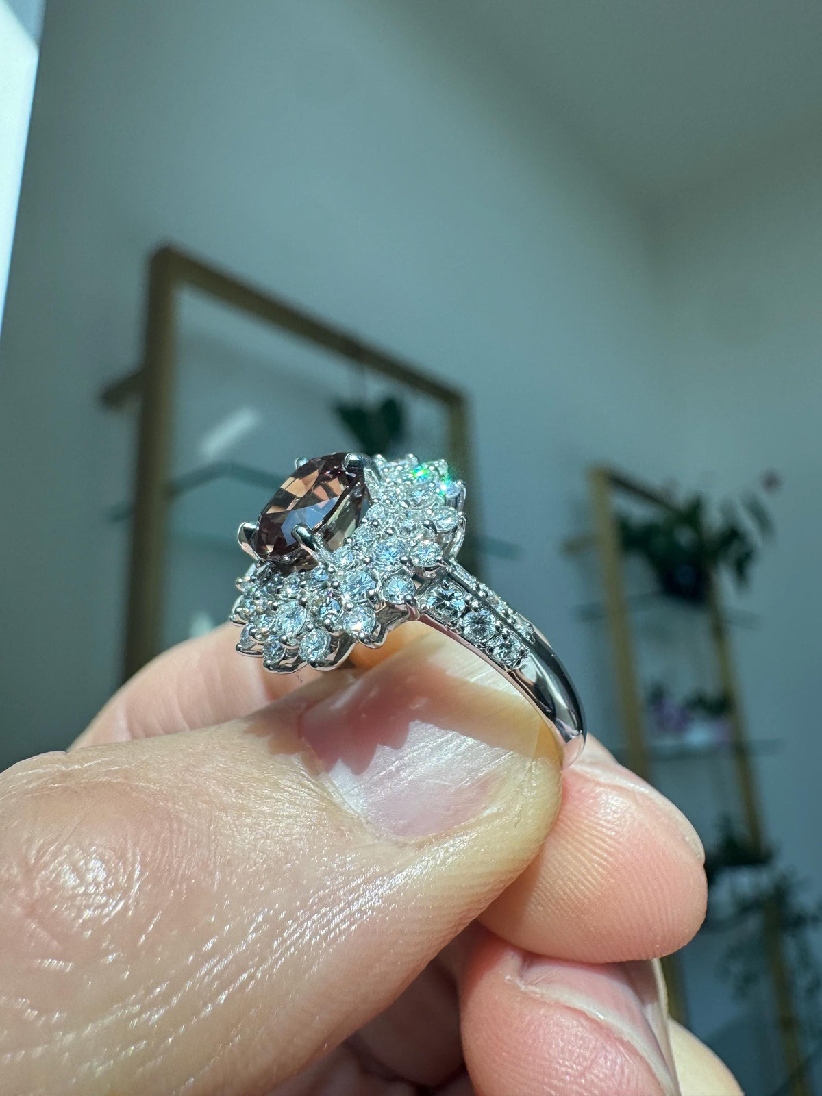 Color Changing Natural 1.50 Carat Alexandrite & Diamond Platinum Ring
