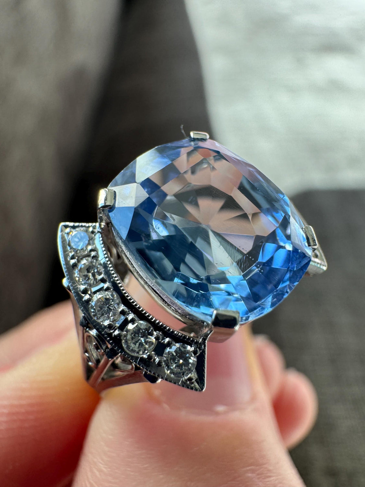 5.40 Carat GIA Unheated Blue Ceylon Sapphire Diamond & Platinum Ring