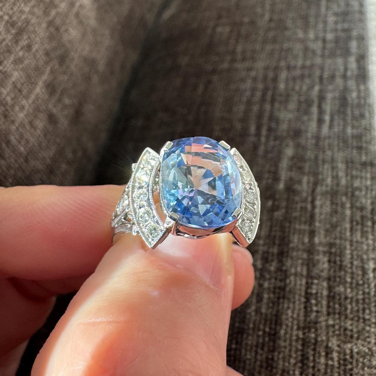 5.40 Carat GIA Unheated Blue Ceylon Sapphire Diamond & Platinum Ring