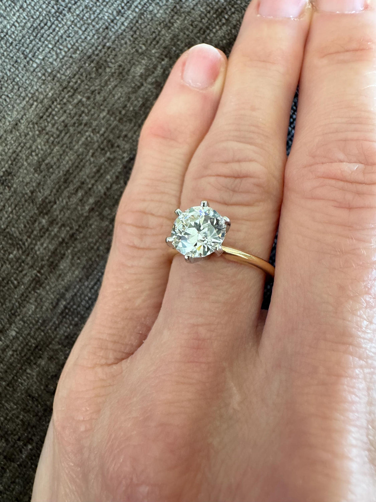 Antique Two-Tone 14K Gold Old European Cut Diamond Solitaire Ring (1.80 CT)