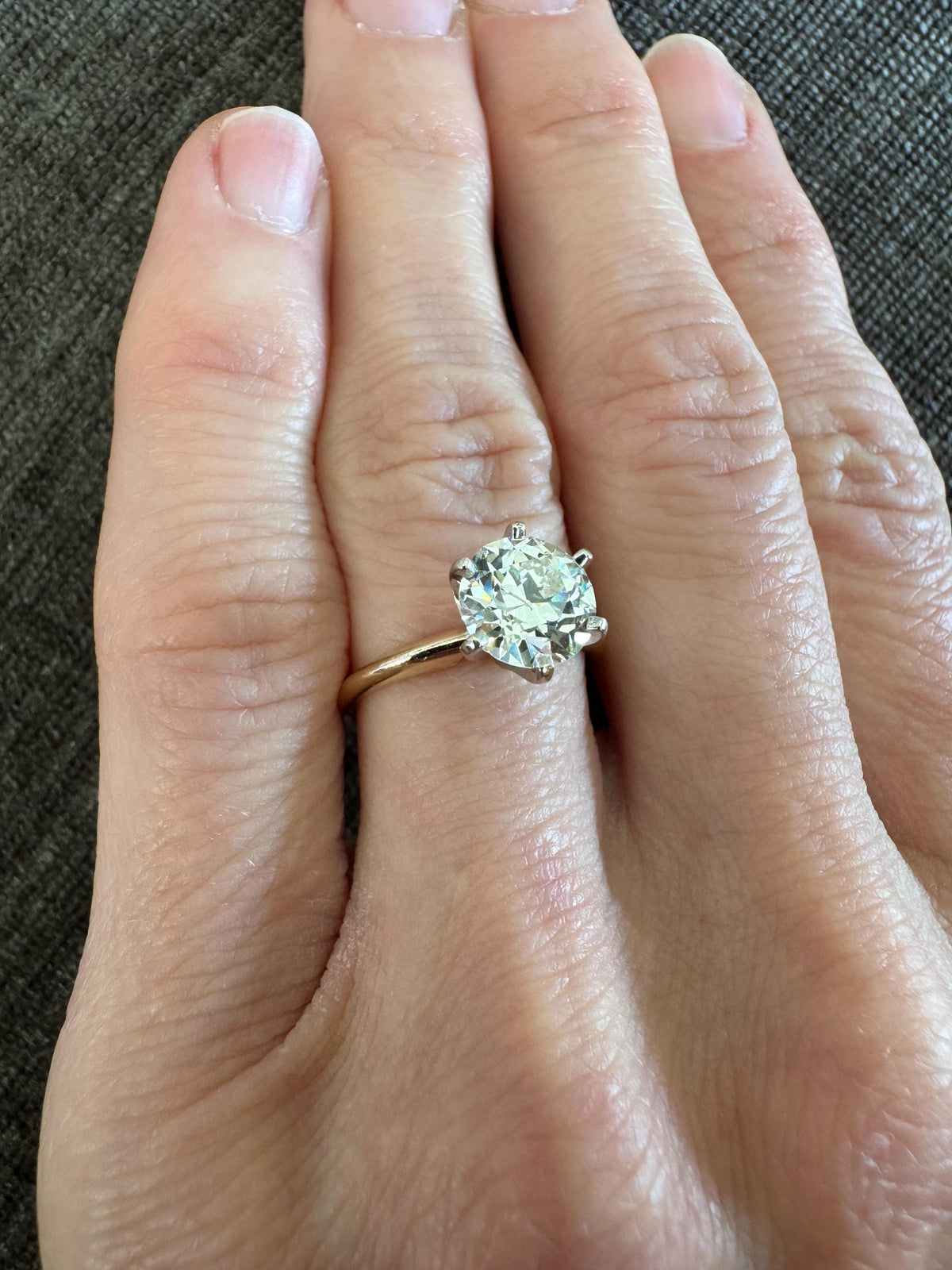 Antique Two-Tone 14K Gold Old European Cut Diamond Solitaire Ring (1.80 CT)