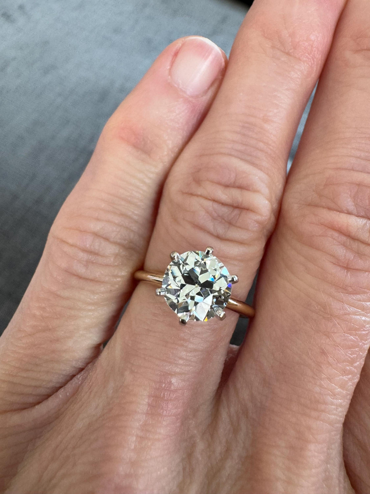Antique Two-Tone 14K Gold Old European Cut Diamond Solitaire Ring (1.80 CT)