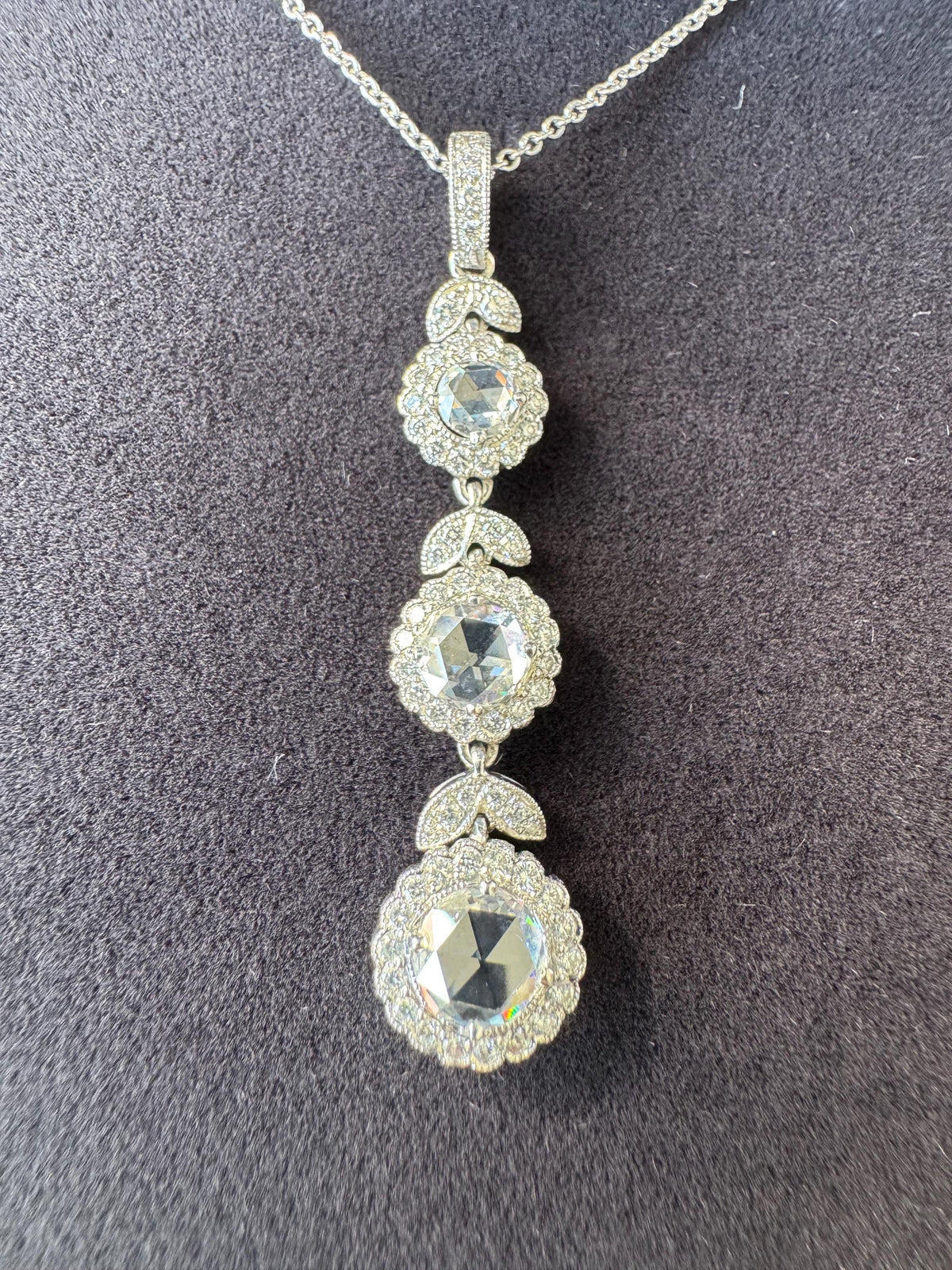 Rare Estate Tiffany & Co. Circlet Triple Drop Diamond Platinum Necklace