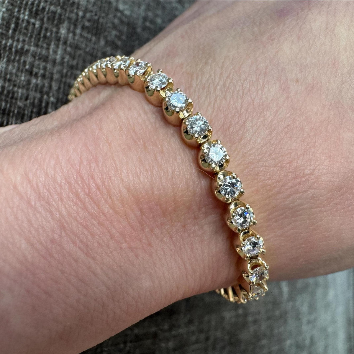 5 CTW Natural Diamond Tennis Bracelet | 14K Yellow Gold Estate Jewelry